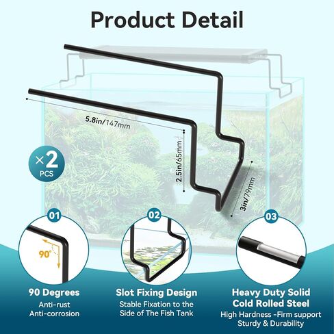 2 PCS Aquarium Light Riser for Rimmed/Rimless Fanks ، قوس حوض Aquarium Light High Holder ، موسع مصباح خزان السمك الصلب يقف LED ، مصارف الضوء على الحوض -الحوض (العرض 4.3 بوصة) in Kuwait
