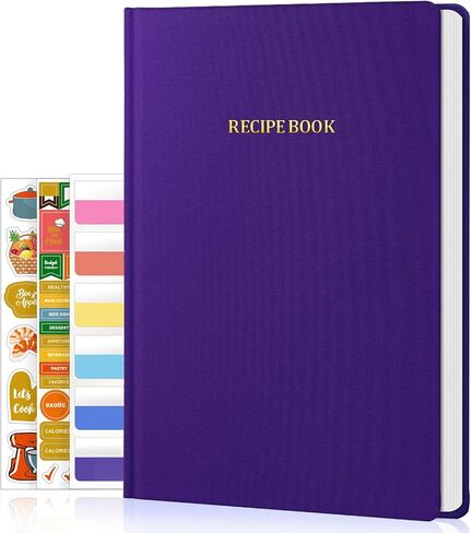 WEMATE Recipe Book to Write in Your Own Recipes, Hardcover Blank Recipe Books, 75 Recipes for Family to Organize Your Recipes, Cooking Gifts,6" x 8", Purple in Saudi Arabia