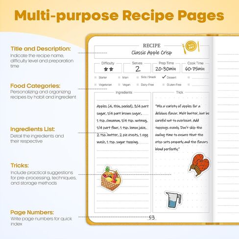 WEMATE Recipe Book to Write in Your Own Recipes, Hardcover Blank Recipe Books, 75 Recipes for Family to Organize Your Recipes, Cooking Gifts,6" x 8", Purple in Kuwait