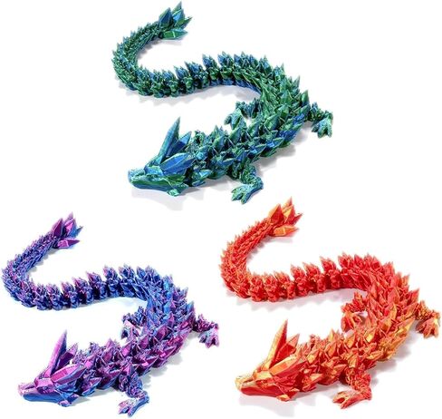 5Pcs 3D Printed Dragon 12In, 3D Printed Flexible Articulated Crystal Dragon,Fidget Toys for Autism/ADHD in Saudi Arabia