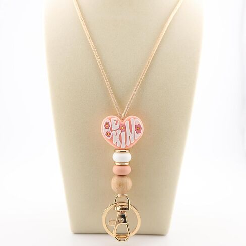 Be Kind Cute Teacher Lanyard for ID Badge Holder and Keychain, Beaded Lanyards for Women Cool Lanyards for Keys in Kuwait
