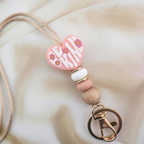 Be Kind Cute Teacher Lanyard for ID Badge Holder and Keychain, Beaded Lanyards for Women Cool Lanyards for Keys in Kuwait