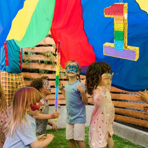 PCFING 20 Inch Number 6 Piñata Rainbow with 30 Inch Piñata Stick Blindfold Confetti for Boy Girl Kids Birthday Party Decorations, Anniversary Celebration, Fiesta in Kuwait