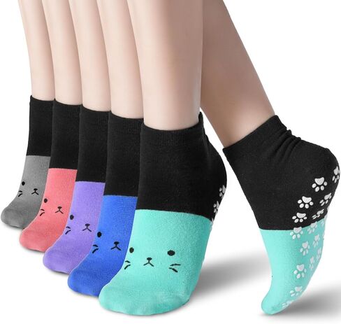 Pilates Socks with Grips for Women Cute Non Slip Sticky Socks for Yoga Barre Dance House and Hospital in Kuwait