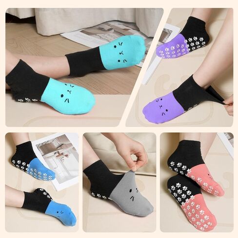 Pilates Socks with Grips for Women Cute Non Slip Sticky Socks for Yoga Barre Dance House and Hospital in Kuwait