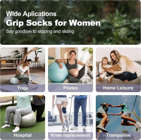 Pilates Socks with Grips for Women Cute Non Slip Sticky Socks for Yoga Barre Dance House and Hospital in Kuwait