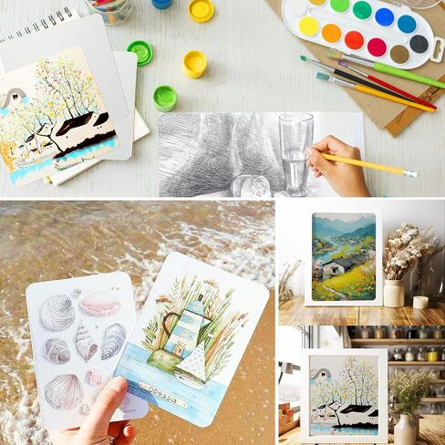 100 Sheets Watercolor Paper Bulk, 140lb/300g Cold Press Thick Water Color Paper Pad Drawing Gift Cards White Art Paper (4 x 4)(5 x 7) in Saudi Arabia