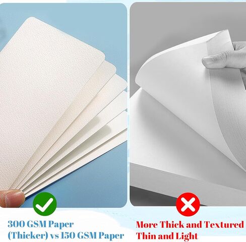 100 Sheets Watercolor Paper Bulk, 140lb/300g Cold Press Thick Water Color Paper Pad Drawing Gift Cards White Art Paper (4 x 4)(5 x 7) in Saudi Arabia