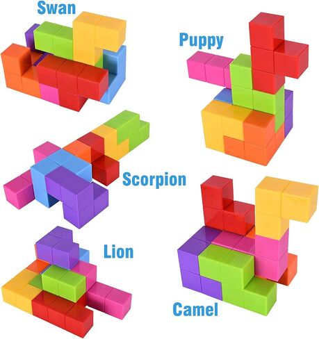 لبنات البناء المغناطيسية من Worwoder Kids Magnetic Magnetic Magnetic Magnetic ، مجموعة من 7 أشكال متعددة الكتل المغناطيسية مع 54 بطاقة دليل ، وتطوير الذكاء وتخفيف الإجهاد تململ للأطفال (الأزرق) in Kuwait