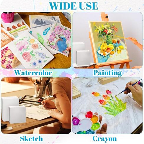 100 Sheets Watercolor Paper Bulk, 140lb/300g Cold Press Thick Water Color Paper Pad Drawing Gift Cards White Art Paper (4 x 4)(5 x 7) in Saudi Arabia