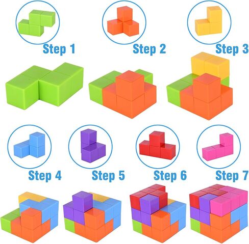 لبنات البناء المغناطيسية من Worwoder Kids Magnetic Magnetic Magnetic Magnetic ، مجموعة من 7 أشكال متعددة الكتل المغناطيسية مع 54 بطاقة دليل ، وتطوير الذكاء وتخفيف الإجهاد تململ للأطفال (الأزرق) in Kuwait