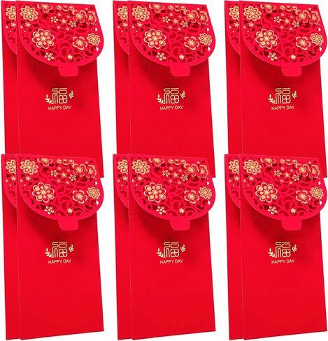 10 Pcs Wedding Hong Bao Chinese Red Pockets Money Envelopes Hong Bao Lucky Money Gift Envelopes Red Pocket for Spring Festival, Birthday, Wedding (Xi) in Saudi Arabia
