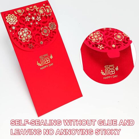10 Pcs Wedding Hong Bao Chinese Red Pockets Money Envelopes Hong Bao Lucky Money Gift Envelopes Red Pocket for Spring Festival, Birthday, Wedding (Xi) in Saudi Arabia