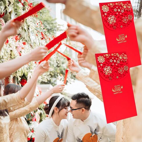 10 Pcs Wedding Hong Bao Chinese Red Pockets Money Envelopes Hong Bao Lucky Money Gift Envelopes Red Pocket for Spring Festival, Birthday, Wedding (Xi) in Saudi Arabia