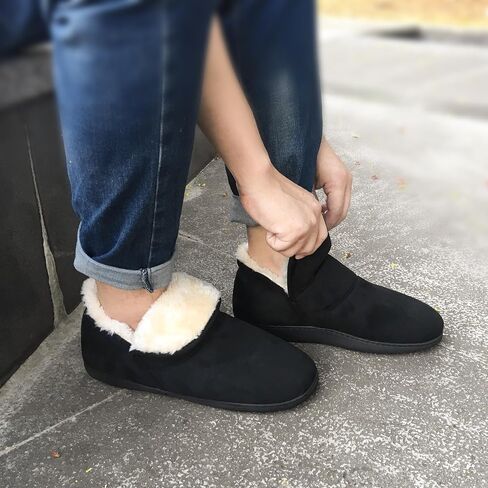 VONMAY Men's Booties Slippers Ankle Warm Plush Fuzzy Memory Foam House Shoes in Kuwait