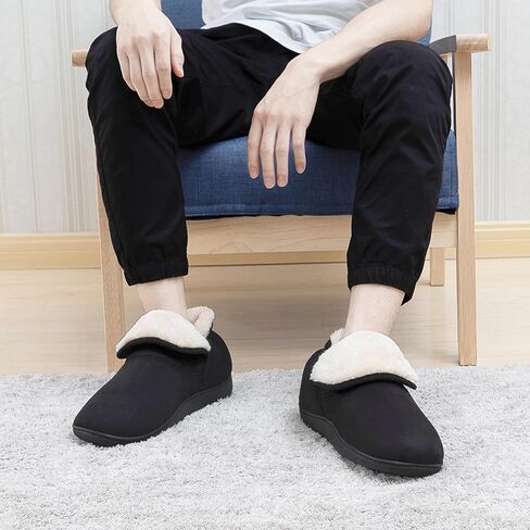 VONMAY Men's Booties Slippers Ankle Warm Plush Fuzzy Memory Foam House Shoes in Kuwait