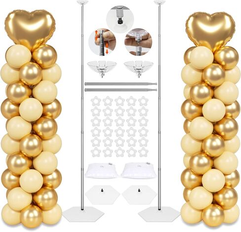 2025 Upgraded Balloon Column Stand Kit, 7 Feet Height Adjustable Balloon Tower Pillar with Reusable Metal Telescopic Design for Graduation, Wedding, Baby Shower, Birthday Party Decoration in Kuwait