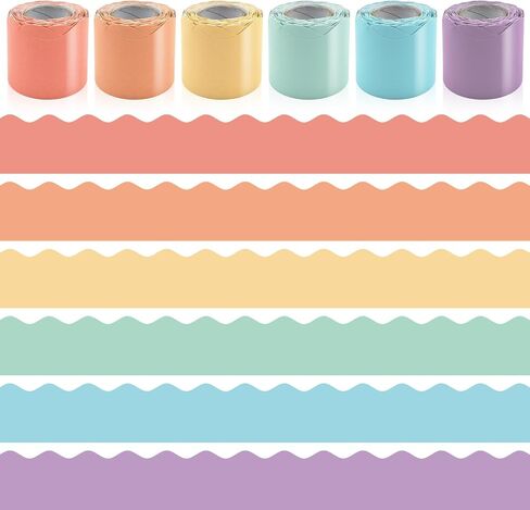 6 Rolls 196.8 Ft Pastel Bulletin Board Borders – Scalloped Classroom Summer Bulletin Board Trim for Teachers – Pastel Decorations for Bulletin Boards,School,Classroom, Posters, Home, Party in Saudi Arabia