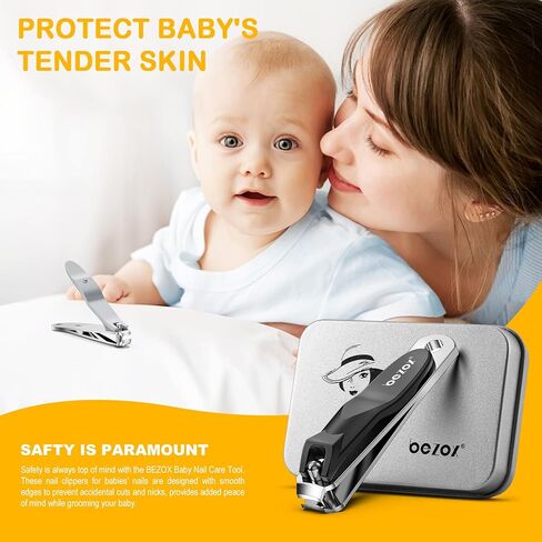 BEZOX Safe Baby Nail Clipper، ماكينة تشذيب أظافر الأطفال ذات الفك الصغير للرضع والأطفال والصغار، أداة دقيقة للعناية بالأظافر للأصابع وأصابع القدم الصغيرة - فضي in Kuwait
