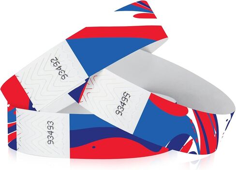 500 WristCo Red, White, and Blue Tyvek Wristbands for Events – Security Cuts & Tamper-Proof Design to Prevent Reuse – Premium-Grade Bracelets for Hospital & Medical ID, Party & VIP Identification in Saudi Arabia