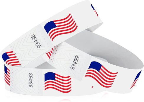 500 WristCo Red, White, and Blue Tyvek Wristbands for Events – Security Cuts & Tamper-Proof Design to Prevent Reuse – Premium-Grade Bracelets for Hospital & Medical ID, Party & VIP Identification in Saudi Arabia