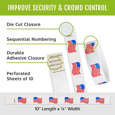 500 WristCo Red, White, and Blue Tyvek Wristbands for Events – Security Cuts & Tamper-Proof Design to Prevent Reuse – Premium-Grade Bracelets for Hospital & Medical ID, Party & VIP Identification in Saudi Arabia