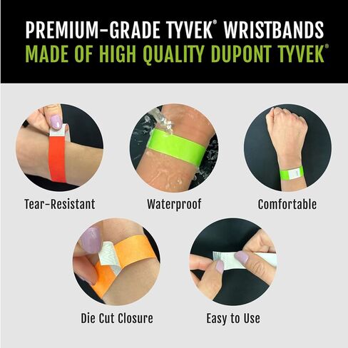 500 WristCo Red, White, and Blue Tyvek Wristbands for Events – Security Cuts & Tamper-Proof Design to Prevent Reuse – Premium-Grade Bracelets for Hospital & Medical ID, Party & VIP Identification in Saudi Arabia