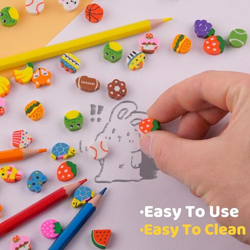240pcs Random Mini Erasers for Kids, Bulk Cute Pencil Erasers Small Fun Erasers for Classroom Rewards Party Favors Gift Filling Eraser in Kuwait