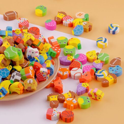 240pcs Random Mini Erasers for Kids, Bulk Cute Pencil Erasers Small Fun Erasers for Classroom Rewards Party Favors Gift Filling Eraser in Kuwait