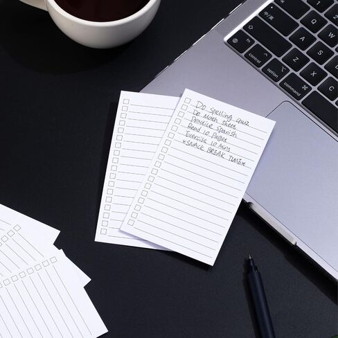 300 Pack Vertical Ruled Index Cards 3x5 with Check Boxes,Double Sided Ruled Note Card for To Do Checklists, Heavy Weight Flash Cards for Studying,School, Home and Office - White in Saudi Arabia