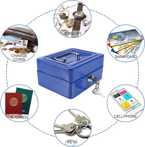 Small For Money Box With Locks To Store Personal Stuff Pink Security Cash Box, Fireproof Waterproof Box With Key Lock 6 Slots For Daily Use Household And Traveling, With Carrying in Saudi Arabia