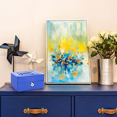 Small For Money Box With Locks To Store Personal Stuff Pink Security Cash Box, Fireproof Waterproof Box With Key Lock 6 Slots For Daily Use Household And Traveling, With Carrying in Kuwait