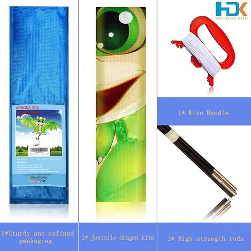HENGDA KITE Juvenile Dragon Kite,for Kids and Adults,Easy to Fly,Excellent Fabric and Structure Design,The Pictures are Beautiful in high Definition,Suitable for Beginners(59x22) in in Saudi Arabia