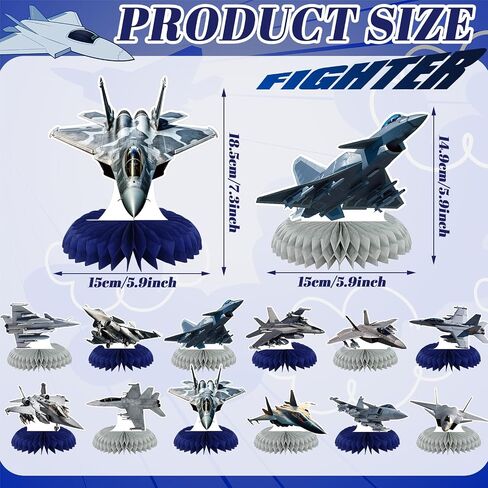 12 Pcs Fighter Party Decorations Air Force Honeycomb Centerpiece Fighter Table Topper Airplanetable Decoration for Birthday Party Favor Supplies in Saudi Arabia