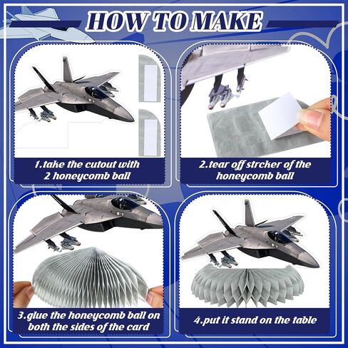 12 Pcs Fighter Party Decorations Air Force Honeycomb Centerpiece Fighter Table Topper Airplanetable Decoration for Birthday Party Favor Supplies in Saudi Arabia
