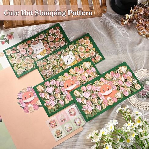 مجموعة مراكب القرطاسية 44PCS مجموعة وأظرف ، 3.5 "× 7" أنماط حيوانية لطيفة ، أدوات كتابة رسائل رسائل الحب ، قرطاسية كتابة الرسائل للدعوة (الكلاب والقط) in Kuwait