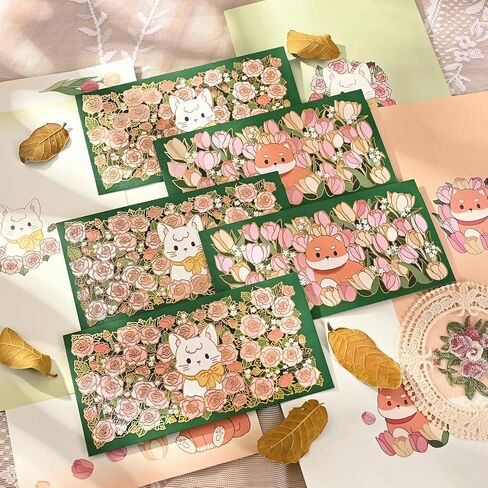 مجموعة مراكب القرطاسية 44PCS مجموعة وأظرف ، 3.5 "× 7" أنماط حيوانية لطيفة ، أدوات كتابة رسائل رسائل الحب ، قرطاسية كتابة الرسائل للدعوة (الكلاب والقط) in Kuwait