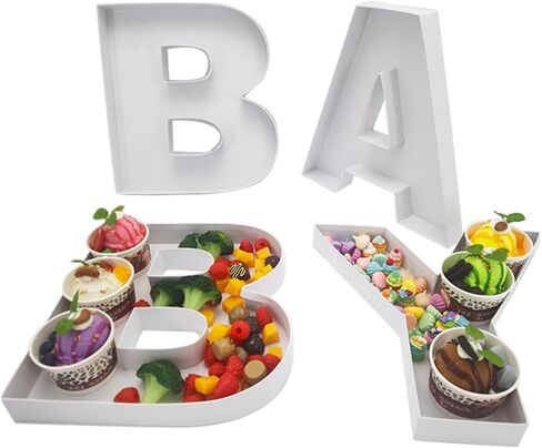 9 بوصة حرف طفل قابل للتعبئة لحفلة استحمام الطفل لوحة تشاركوتيري حلوة للطعام من الورق المقوى صينية تقديم (أزرق) in Kuwait