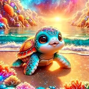 Aosgedy رائعتين Sea Turtle Beach Painting مجموعات الطلاء للبالغين ، وغروب الشمس على شاطئ البحر 5D