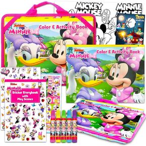 Minnie Mouse Lap Desk Activitive مجموعة للأطفال - حزمة مع مجموعة فن Minnie Mouse مع مكتب اللفة ، صفحات التلوين ، الملصقات ، المزيد | السفر لابدسك للفتيات