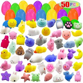 50 MOCHI Squishy Toy Preciped Easter Eggs ، Trugh Leaff Squishies Toy for Easter Thief Party Forms ، Easter Eggs Hunt ، Easter Basket Pillers ، Supplies Class -strach