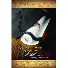 Church Bulletins - I can do all things - Graduation Themed Brochure Paper - Philippians 4:13 (KJV) - Bible Study Supplies for Sunday Schools - Worship Bulletins - Religious Bulletin - Pack of 100