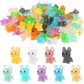 90pcs لطيف راتنج الكلب الكلب توهج في الظلام ، مضيئة راتنج الجرو المصغرة شخصيات لطيفة للديكور المناظر الطبيعية المصغرة ، تمثال جرو مصغرة لحديقة دمى المناظر الطبيعية