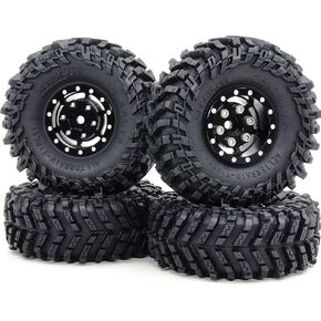 Hobbysoul 64mm طول 1.0 عجلات وإطارات قابلة للتعديل ، حافات الإزاحة القابلة للتعديل والإطار اللزج الناعم لـ RC Mud Crawler 1/24 SCX24 FCX24 AX24 1/18 TRX4M ترقيات ، HS701515