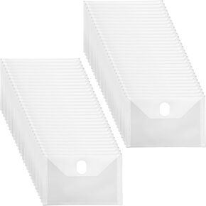 Cyeah 60 Pack Plastic Occants ، A8 A8 Clear Plastic Enversions Resulable Alversion ، مجلد ملف مقاوم للماء مع زر SNAP ، 6 × 4 مظاريف واضحة للمدرسة والمستلزمات المكتبية