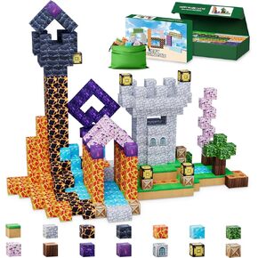 Magnetic Blocks-120 PCS 1 inch Build Happy Castle Magnetic Tiles,Magnet Building Cube Game for Kids Age 3 4 5 6 7 8 9 10, Magnet Tile Toy for Halloween STEM Sensory Toys for Girl Boys