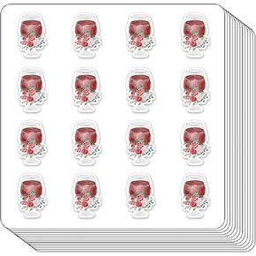 Wine Glass Floral Planner Stickers, 0.5in Monthly Scrapbooking Calendars Crafting 208-Pack