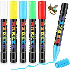 Dunzoom 5 Pcs Queen Bee Marking Pen 5 Color Queen Bee Marker Pen Water Based Paint Markers Bee Queen Marker Pen Beekeeper Marking Tools for Marking Queen Bees Safely