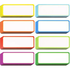 Leinuosen Magnetic Dry Erase Labels Name Plate Tags Flexible Reusable Magnetic Label Stickers for Classroom Office Home Whiteboards Refrigerator Locker Shelf Crafts(8 Bordercolor,3.2 x 1.2 Inch)