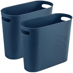 rejomiik Small Trash Can, 3.5 Gallon Slim Garbage Can Plastic Waste Basket with Handles Container Bin for Narrow Spaces Bathroom, Bedroom, Kitchen, Office at Home, Black